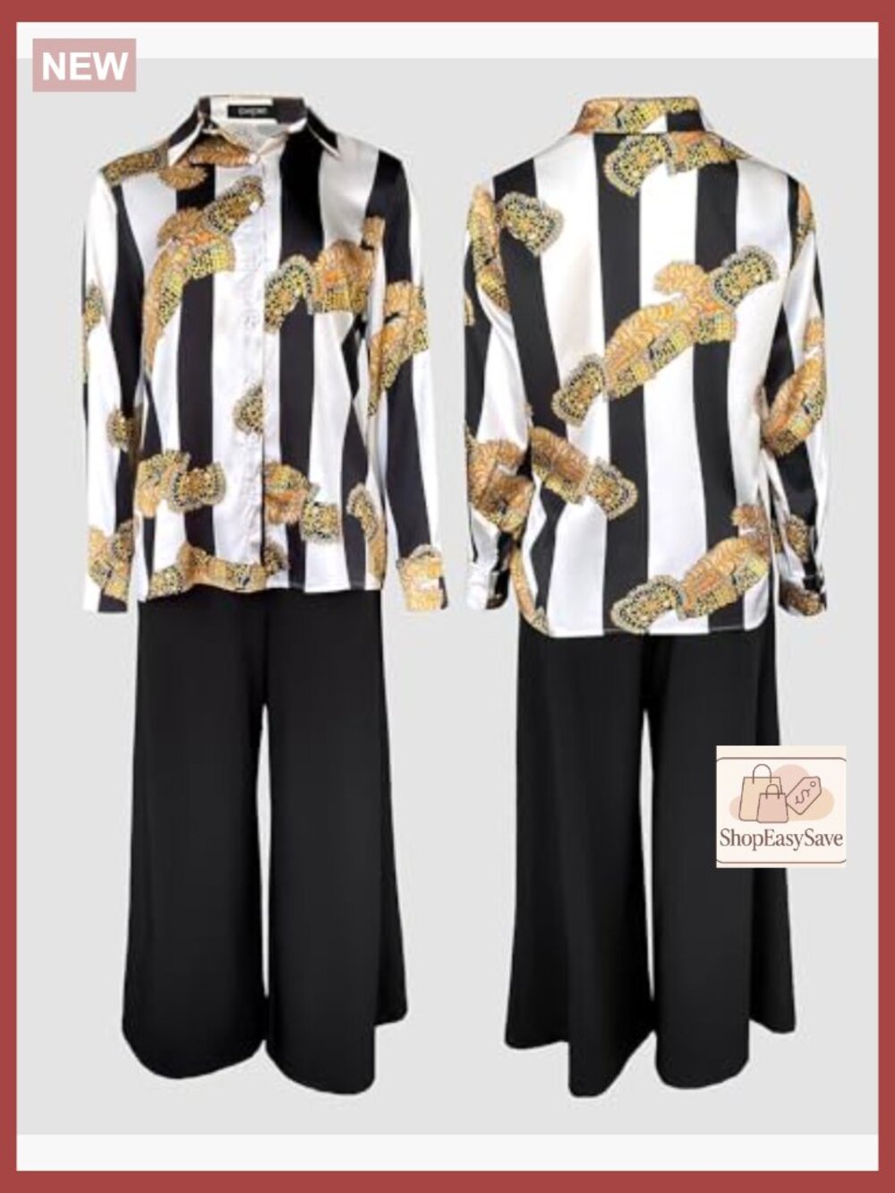 Satin 2 Piece Set Floral Wide Leg Pants Long Sleeve Top Y2K Chic Elegant - Picture 5 of 7